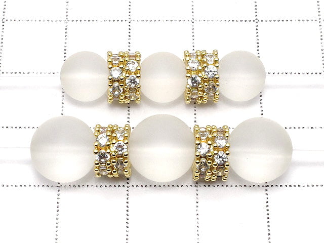 Metal Parts Rondelle 7.5x7.5x5mm Gold (with CZ) 2pcs