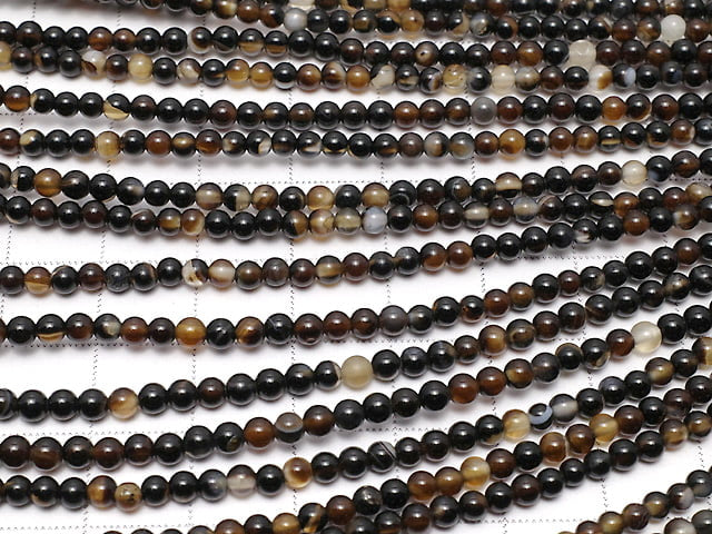 Black and Brown Agate AAA Round 3mm 1strand beads (aprx.15inch / 37cm)