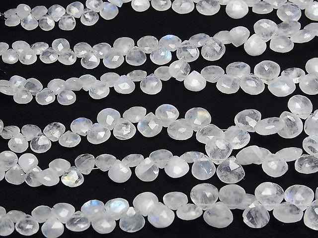 [Video]High Quality Rainbow Moonstone AA++ Chestnut Faceted Briolette 1strand beads (aprx.7inch/18cm)