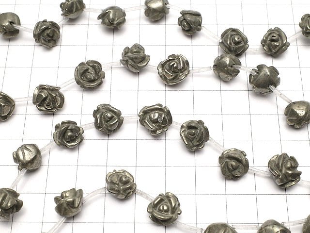 [Video] Golden Pyrite Rose [8mm] [10mm] [12mm] half or 1strand beads (aprx.15inch / 38cm)