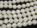 Mosaic Shell White Round 12mm 1/4 or 1strand beads (aprx.15inch/36cm)
