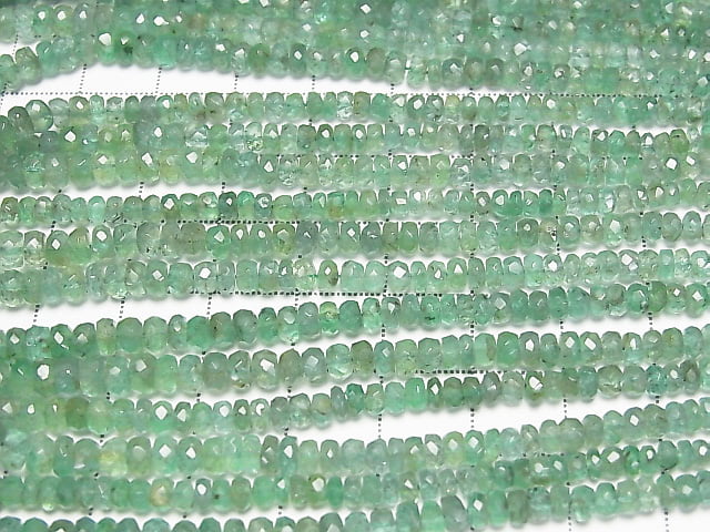 [Video]High Quality Emerald AA++ Faceted Button Rondelle half or 1strand beads (aprx.15inch/38cm)