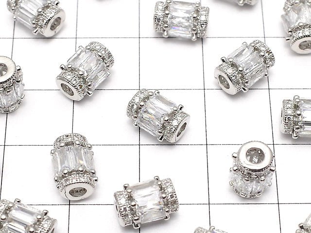 Metal Parts Roundel (Tube) 9 x 7 x 7 mm Silver Color (with CZ) 1 pc $3.79!