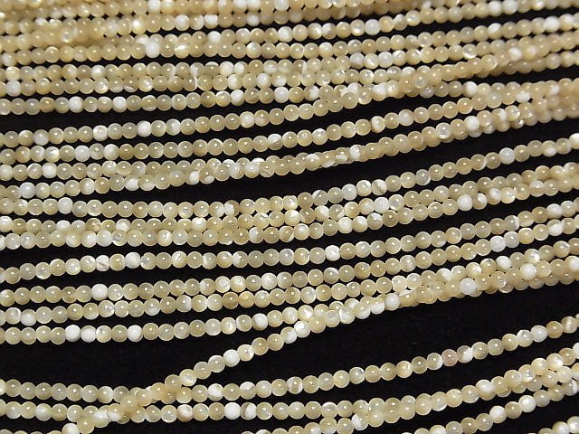 1strand $3.79! Mother of Pearl MOP Beige Round 2mm 1strand beads (aprx.15inch / 38cm)
