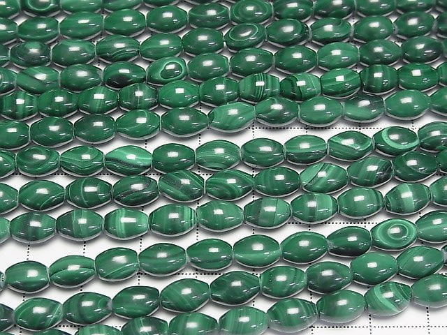 Malachite AAA- Rice 9x6x6mm half or 1strand beads (aprx.15inch/38cm)