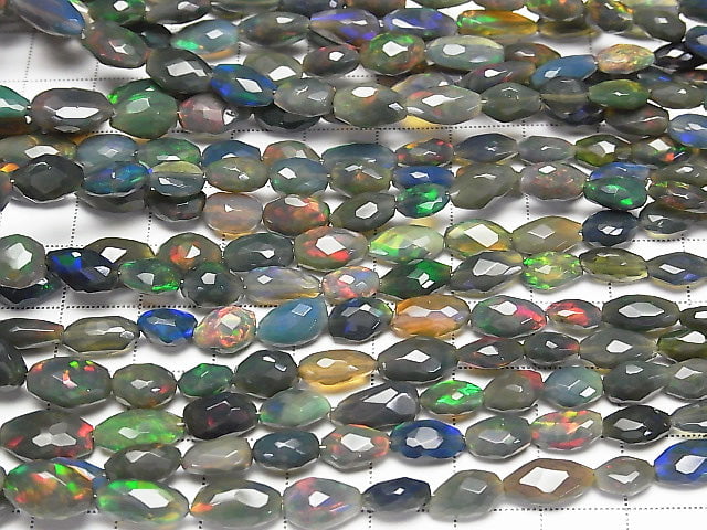 [Video] High Quality Ethiopian Black Opal AAA Faceted Nugget half or 1strand beads (aprx.15inch / 38cm)