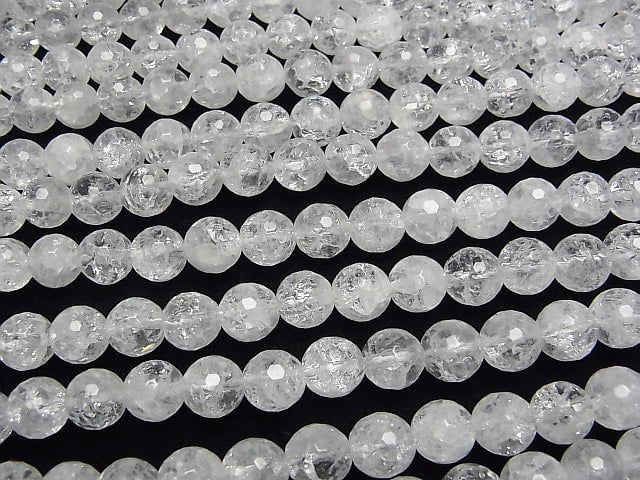 Cracked Crystal  128Faceted Round 8mm 1strand beads (aprx.15inch/38cm)