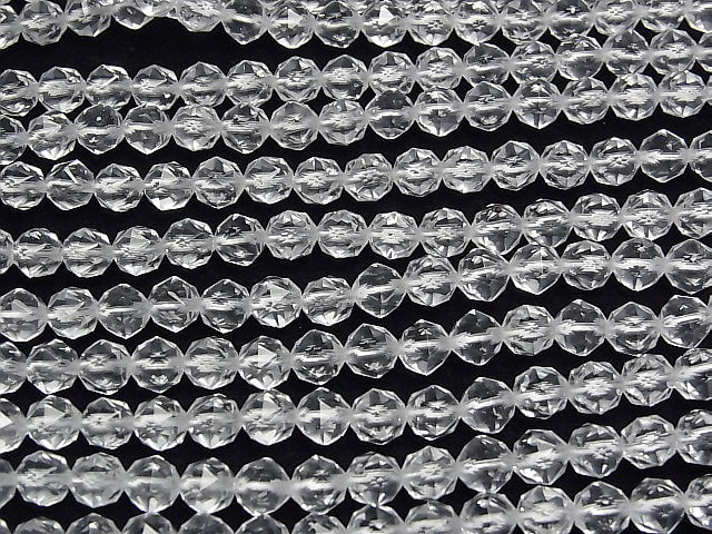 [Video] High Quality! Crystal (Synthetic Quartz) AAA Star Faceted Round 6mm 1strand Beads (approx. 15 inches/37 cm)