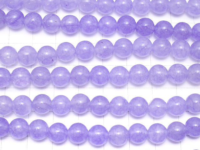 Purple Color Jade (Clear Type) Round 8mm 1strand beads (aprx.14inch / 35cm)