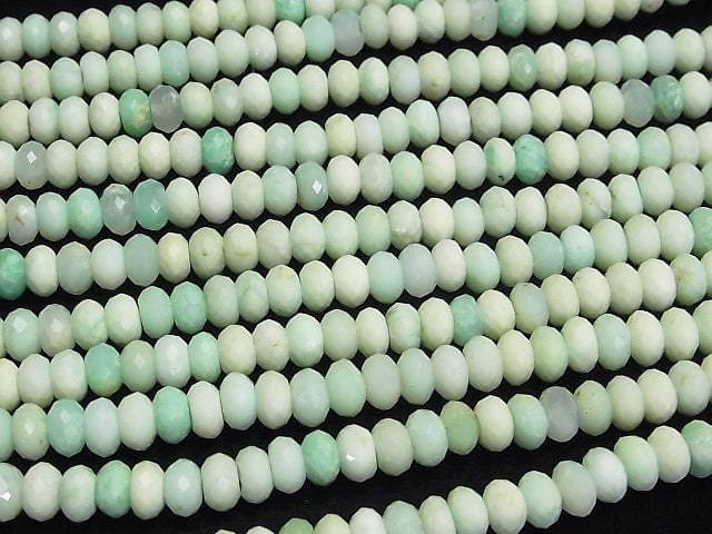 [Video] High Quality! Chrysoprase AA+ Faceted Button Roundel 8x8x5mm half or 1strand beads (aprx.15inch / 38cm)