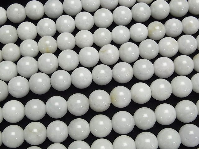 [Video] Burma White Jedite (Jadeite) AA + Round 12 mm half or 1 strand beads (aprx. 15 inch / 37 cm)
