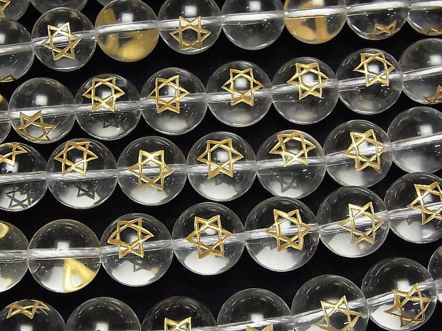 [Video] Gold! Six-pointed star Carving! Crystal AAA Round 8, 10, 12, 14mm 1/4 or 1strand