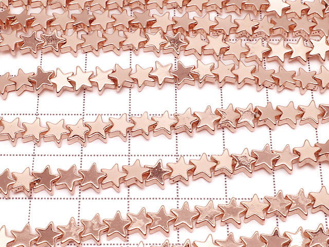 [Video]Hematite Star 6x6mm Pink Gold Coated 1strand beads (aprx.15inch/37cm)