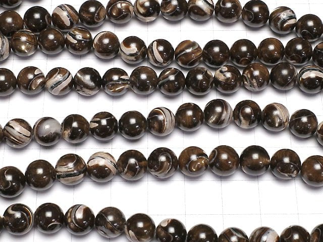 [Video] Mother of Pearl MOP Brown Round 8mm 1strand beads (aprx.15inch / 38cm)