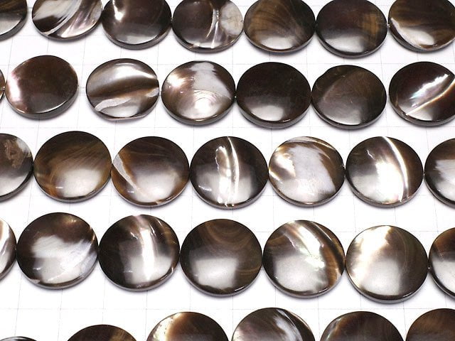 [Video] Mother of Pearl MOP Brown Coin 20x20x6mm half or 1strand beads (aprx.14inch / 34cm)