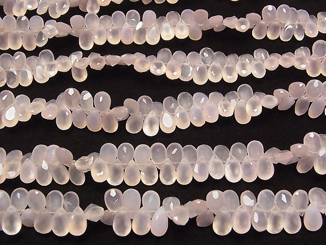 [Video] High Quality Pink Chalcedony AAA Pear shape Faceted 8 x 5 x 3 mm 1/4 or 1strand beads (aprx.7 inch / 17 cm)
