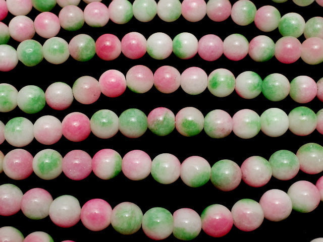 Pink & Green Jade Round 8mm 1strand beads (aprx.15inch / 36cm)