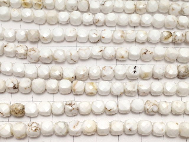 [Video] High Quality! Magnesite Cube Shape 6x6x6mm 1strand beads (aprx.15inch / 35cm)