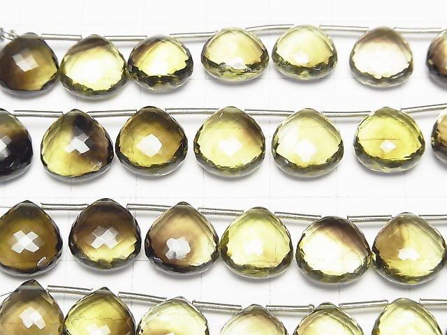 [Video] MicroCut High Quality Lemon x Smoky Quartz AAA Chestnut Faceted Briolette 1strand (8pcs)