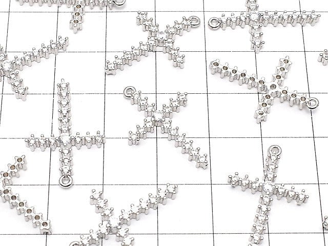 Metal Parts 24x16mm Cross Silver color (with CZ) 1pc $2.79!