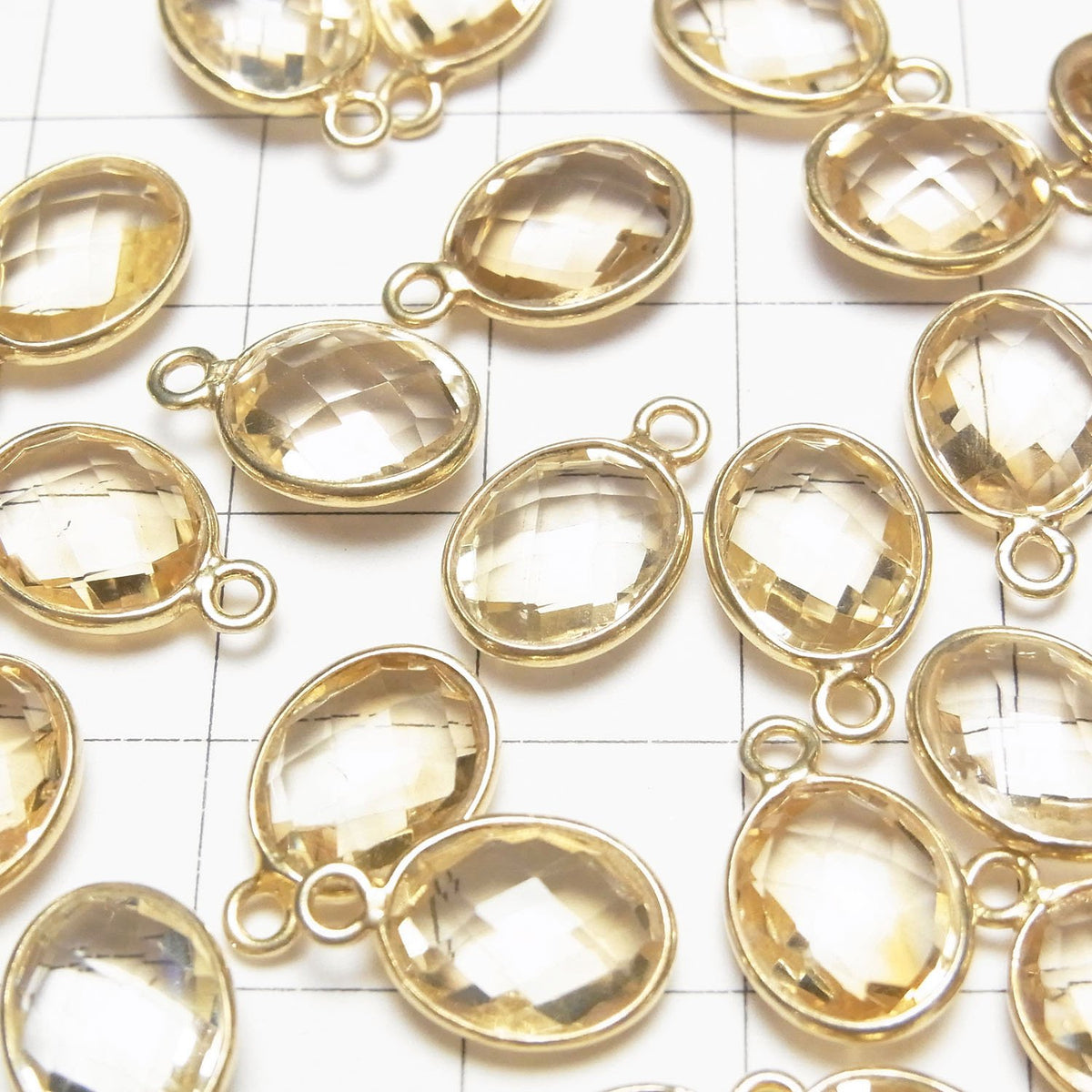 Citrine de haute qualité AAA sertie, ovale facettée 11x9 [un côté] 18KGP 3 pièces