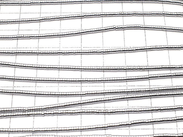 Hematite Tube (Heishi )2x2x1mm silver coated 1strand beads (aprx.15inch/38cm)