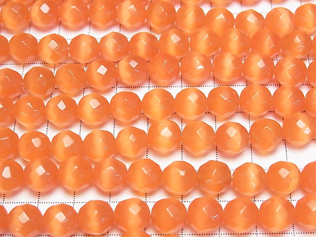 1strand $4.79! Orange Color Cat's Eye (Glass) Faceted Round 10mm 1strand beads (aprx.13inch / 33cm)