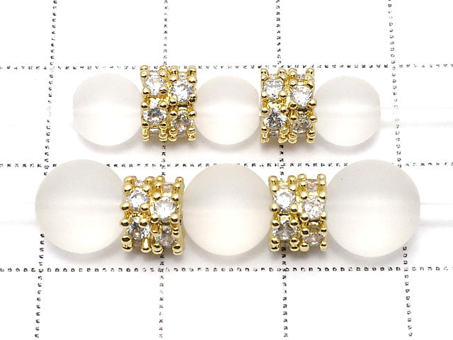 Metal Parts Rondelle 6.5x6.5x5mm Gold (with CZ) 2pcs