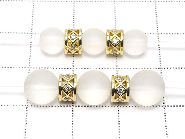 Metal parts Rondelle 6x6x4mm (with CZ) Gold color 2pcs