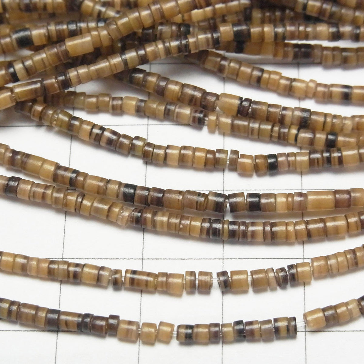Pen Shell Rondelle (Heishi) 3x3x1.5mm Brown Half or 1strand beads (approx. 23 inches/58 cm)