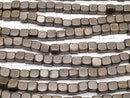 Gray wood Cube 6 x 6 x 6 mm 1strand beads (aprx.15 inch / 38 cm)