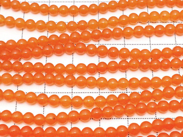 Orange Jade Round 4mm 1strand beads (aprx.15inch / 37cm)