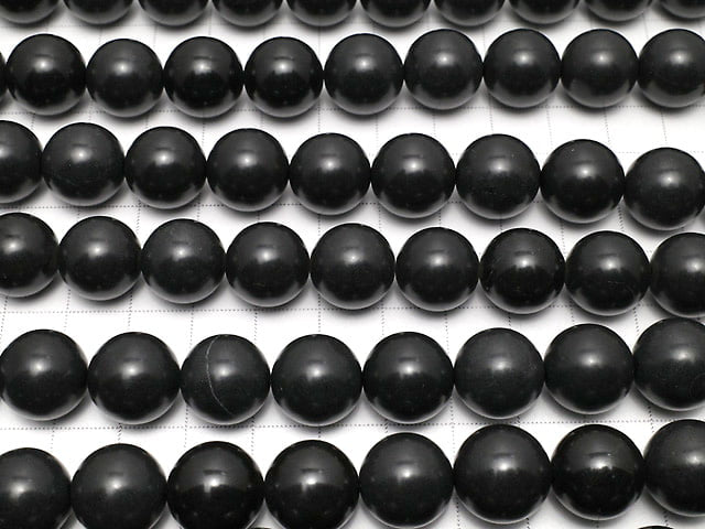 [Video] Hokkaido Black Silica Round 14mm 1/4 or 1strand beads (aprx.15inch/37cm)