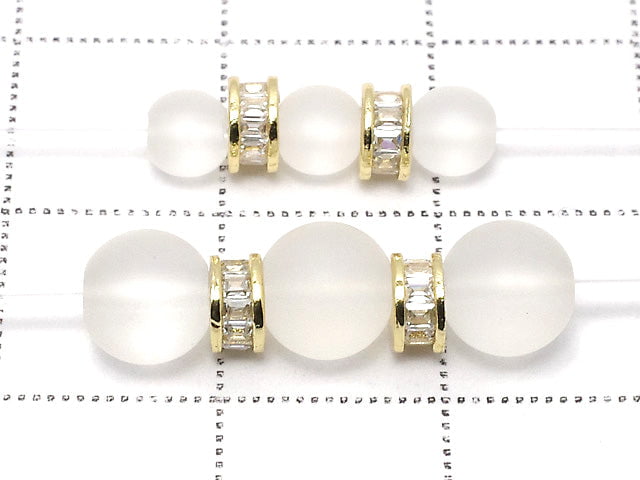 Metal Parts Rondelle 5x5x2.5mm Gold (with CZ) 2pcs