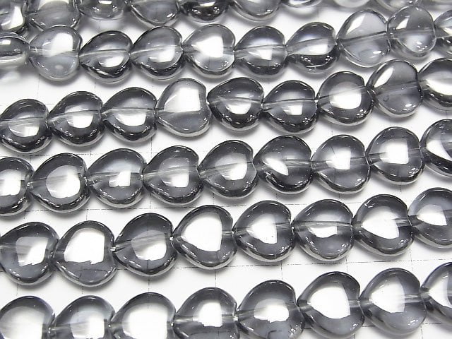 Silver flash crystal heart 10x10x5 half or 1strand beads (aprx.15inch / 36cm)