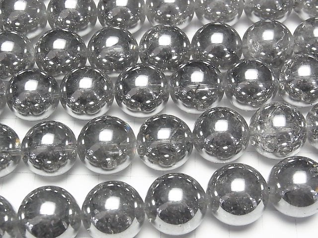 [Video]Cracked Silver Flash Crystal Round 18mm half or 1strand beads (aprx.15inch/36cm)