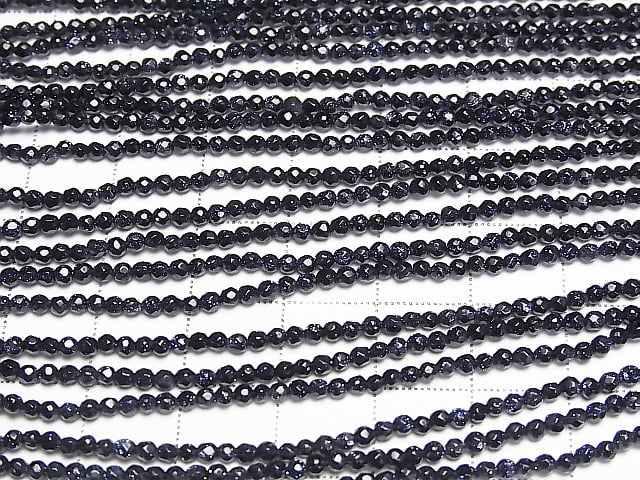 1strand $8.79! Blue Golden Sand Stone  Faceted Round 2mm  1strand beads (aprx.15inch/36cm)