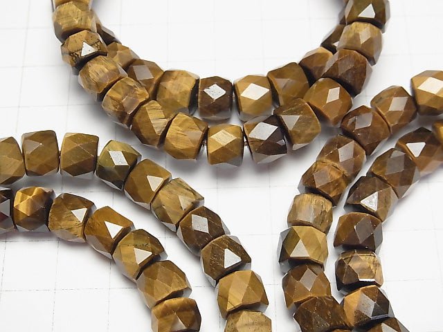 1strand $19.99! High Quality! Yellow Tiger's Eye AAA - Faceted Button Roundel 9 x 6 x 8 mm 1strand (Bracelet)