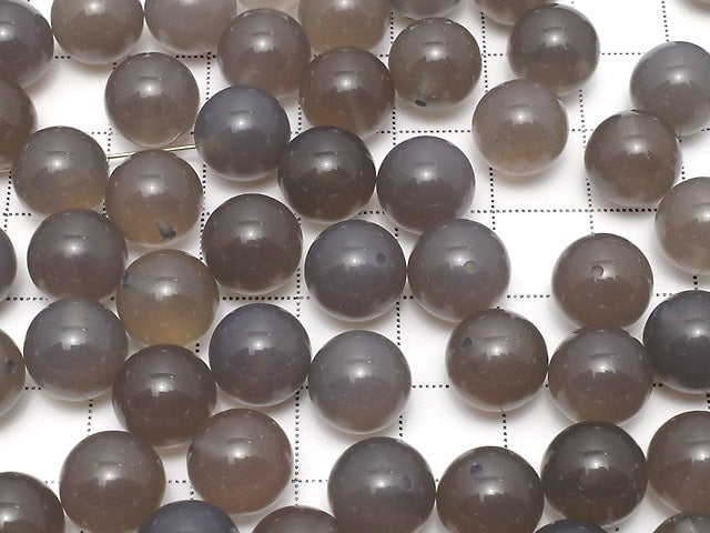 [Video] Grey Onyx AAA Half Drilled Hole Round 10mm 10pcs