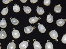 [Video]High Quality Rainbow Moonstone AA++ Bezel Setting Free Form Cut 18KGP 4pcs