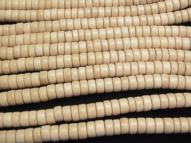 1strand $3.79! White Wood Roundel 8x8x4mm 1strand beads (aprx.15inch / 38cm)