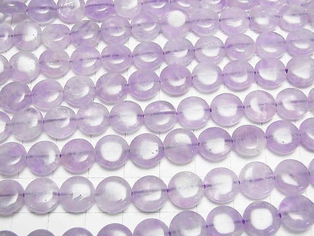 [Video] Lavender Amethyst AA ++ Coin 10x10x4mm half or 1strand beads (aprx.15inch / 37cm)