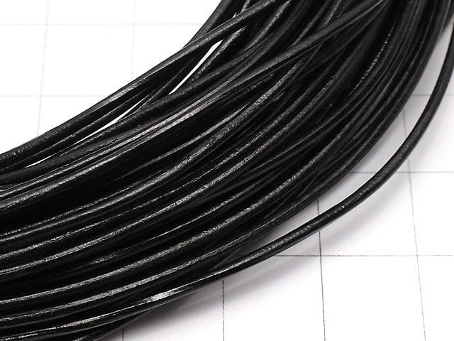 Europe Leather Cord Round wire [1 mm] [1.5 mm] [2 mm] black 1 roll (20 m)