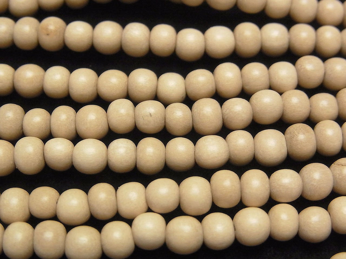 Whitewood Semi-Round 5mm 1strand beads (approx. 15 inches/38 cm)