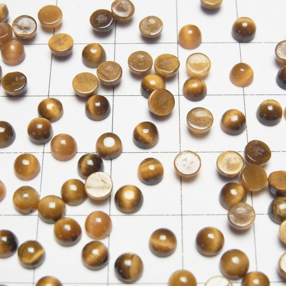 Yellow Tiger's Eye AA++ Round Cabochon 4x4mm 10pcs