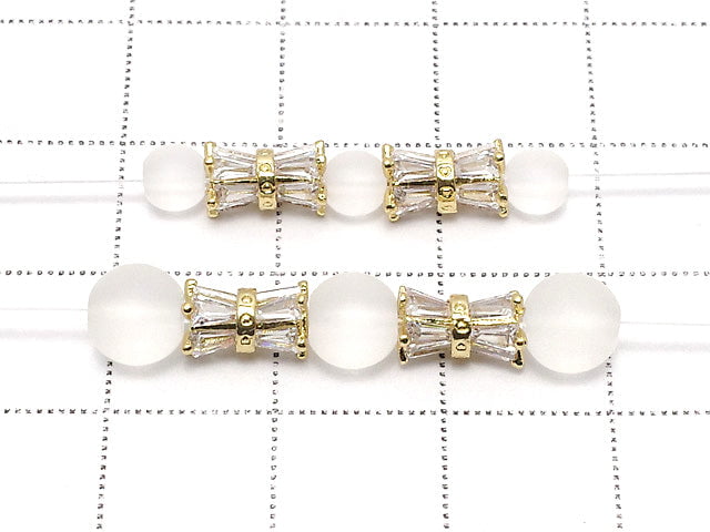 Metal parts Ribbon Tube 8x5x5mm Gold color (with CZ) 1pc