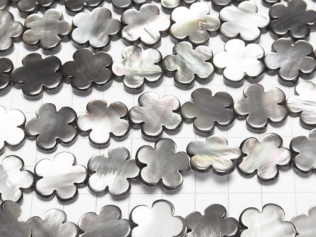 Black Shell AAA Flower motif 18 x 18 x 3 mm 1/4 or 1strand beads (aprx.15 inch / 38 cm)