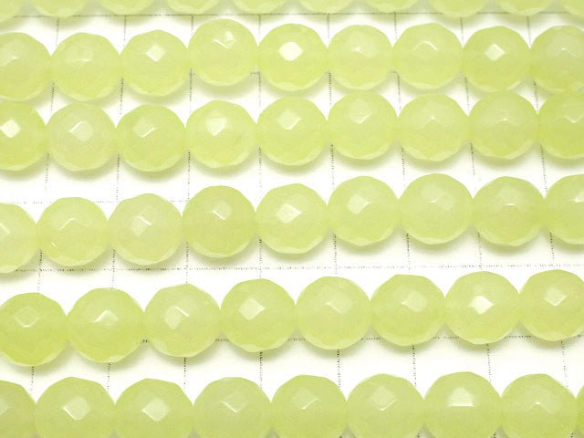 1strand $7.79! Yellow Green Jade 64Faceted Round 10mm 1strand beads (aprx.15inch / 38cm)