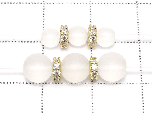 [Video] Metal parts Rondelle 4.5x4.5x1.5mm Gold color (with CZ) 5pcs