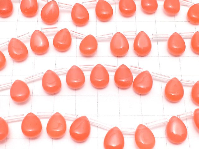 Pink orange color Jade Pear shape 12x9mm half or 1strand beads (aprx.15inch/37cm)